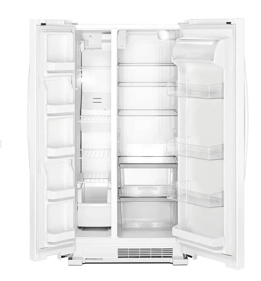 33 INCH Whirlpool WRS312SNHW Side by Side Refrigerator White * NEW * Freestanding 21.72 Cu. Ft. , Adjustable Gallon Door Bins, LED Interior Lighting, Hidden Hinges, Frameless Glass Shelves, Optional Icemaker, White .