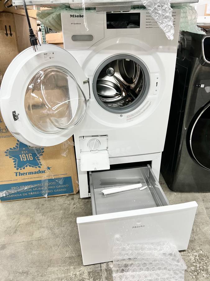 24 INCH Miele WXD160WCS Front Load Smart Washer 2.26 Cu. Ft., Honey comb Drum, Direct Sensor User Interface, WiFi, Mobile Control, Cap Dos, 1600 RPM Spin Speed, 11 Wash Programs, Sanitize, Soft Steam Option