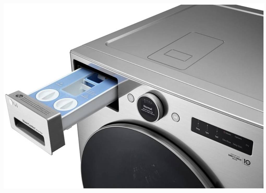 27 INCH LG WM6998HVA Washer Dryer Combo  5 cu ft., Inverter Heat Pump, Ventless,  LCD Dial Control, Turbo Wash 360,  Auto Cleaning Condenser,  Anti- Vibration System, Energy Star , Graphite Steel .  * New Open Box *