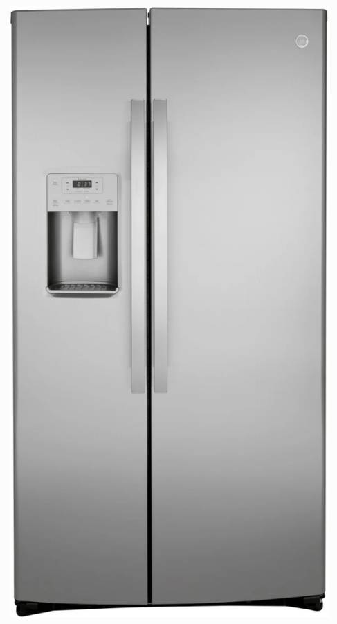 36 INCH GE GZS22IYNYHFS Counter Depth Side by Side Freestanding Refrigerator * New Open Box * 21.8 Cu. Ft. , Showcase LED Lighting, External Filtered Water Dispenser , Ice Dispenser AHAM Fingerprint Resistant Stainless Steel .
