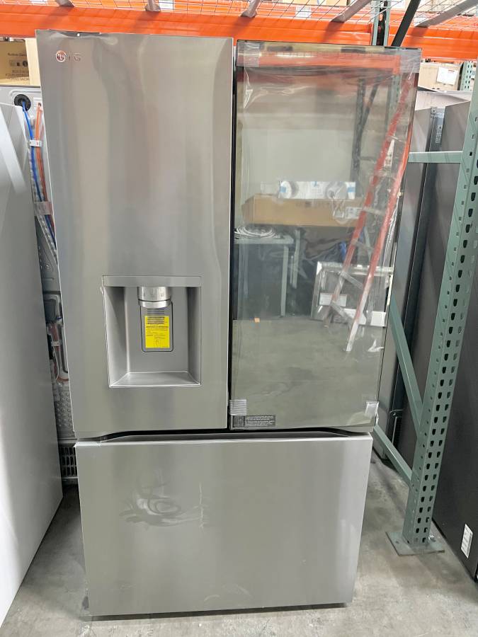 36 INCH LG LRYKC2606S Counter-Depth MAX French Door Refrigerator  Smart  26 Cu. Ft., 4 Split Shelves, UV nano Dispenser, 3 Ice Maker,  ADA , Print Proof Stainless Steel .