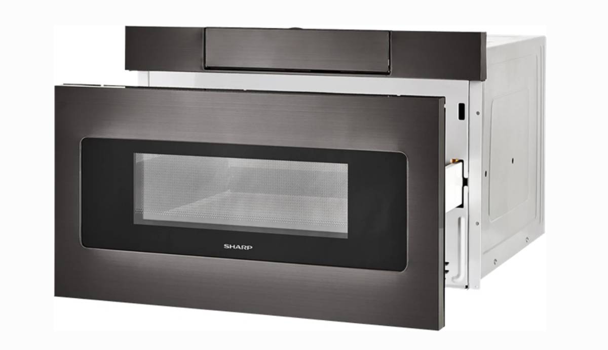 24 Inch Microwave Drawer SMD2470AH Sharp Black Stainless Steel * New Open Box Easy Touch, Hidden Control Panel,  Sensor Cook, Design Flexibility, Timer, 1,000 Watts,  1.2 cu. ft. Capacity, Reheat Keep Warm