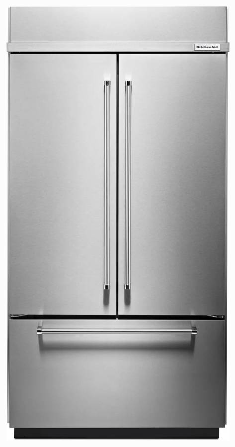 42 INCH KitchenAid KBFN502ESS Built-In French Door Refrigerator * NEW OPEN BOX * 24.2 cu. ft. Capacity, 4 Glass Shelves, Preserva Food Care System, Automatic Ice Maker, Platinum Interior, LED, Door Open Alarm, Sabbath Mode, ENERGY STAR Stainless Steel