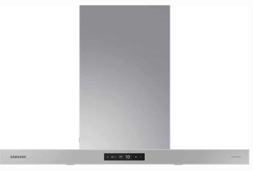 36 INCH Samsung NK36CB700WCG Smart Wall Mount Chimney Range Hood GREY * New Open Box 650 CFM , 4 Speed ,50 dBA, Wi-Fi Triple Air Sensor ,LED Bar Lighting ,Touch Controls , Dishwasher Safe Baffle Filters , ADA , CLEAN GRAY PANEL . Stainless Steel