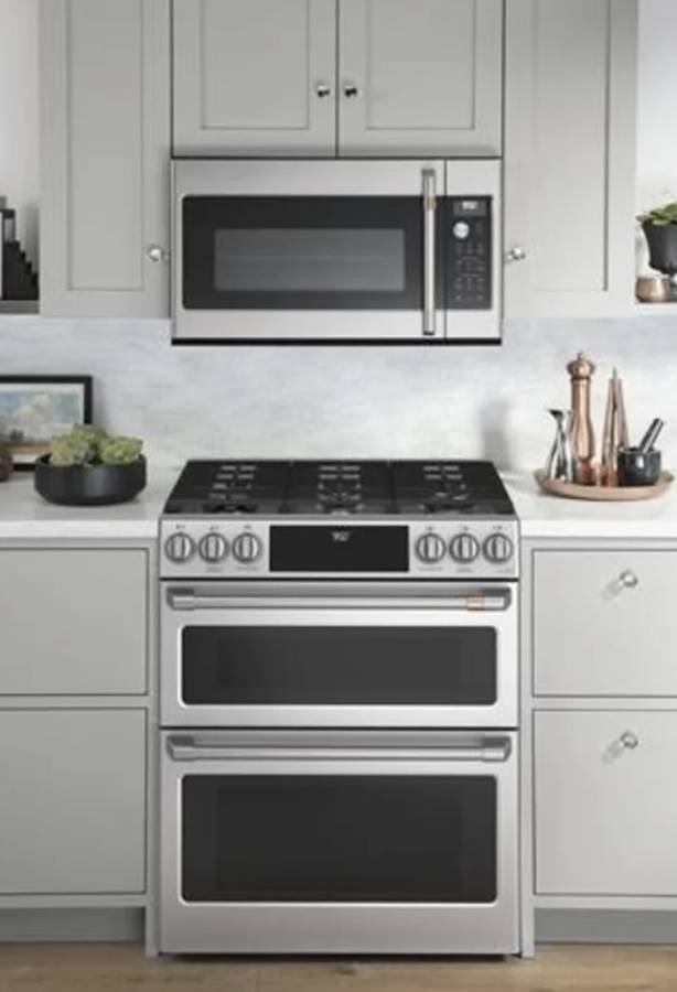 30 INCH GE Cafe C2S950P2M4S1 Slide-In Dual Fuel Range 6 Burners New Open Box , 7.0 CU FT Double Oven Self Clean Double Oven , Sealed , Probe , Steam Clean , LED Control Panel, Chef Connect , 21K Triple Ring Stainless Steel ADA Compliant