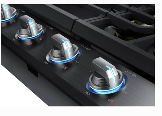 36 INCH SAMSUNG NA36N7755TG Gas Cooktop 5 Sealed Burners Continuous Grates , 22K Btu Dual Ring Burner , Wok Grate , LED Lit Knobs , LP Conversion Kit , ADA * New Open Box * , Fingerprint Resistant Black Stainless Steel .