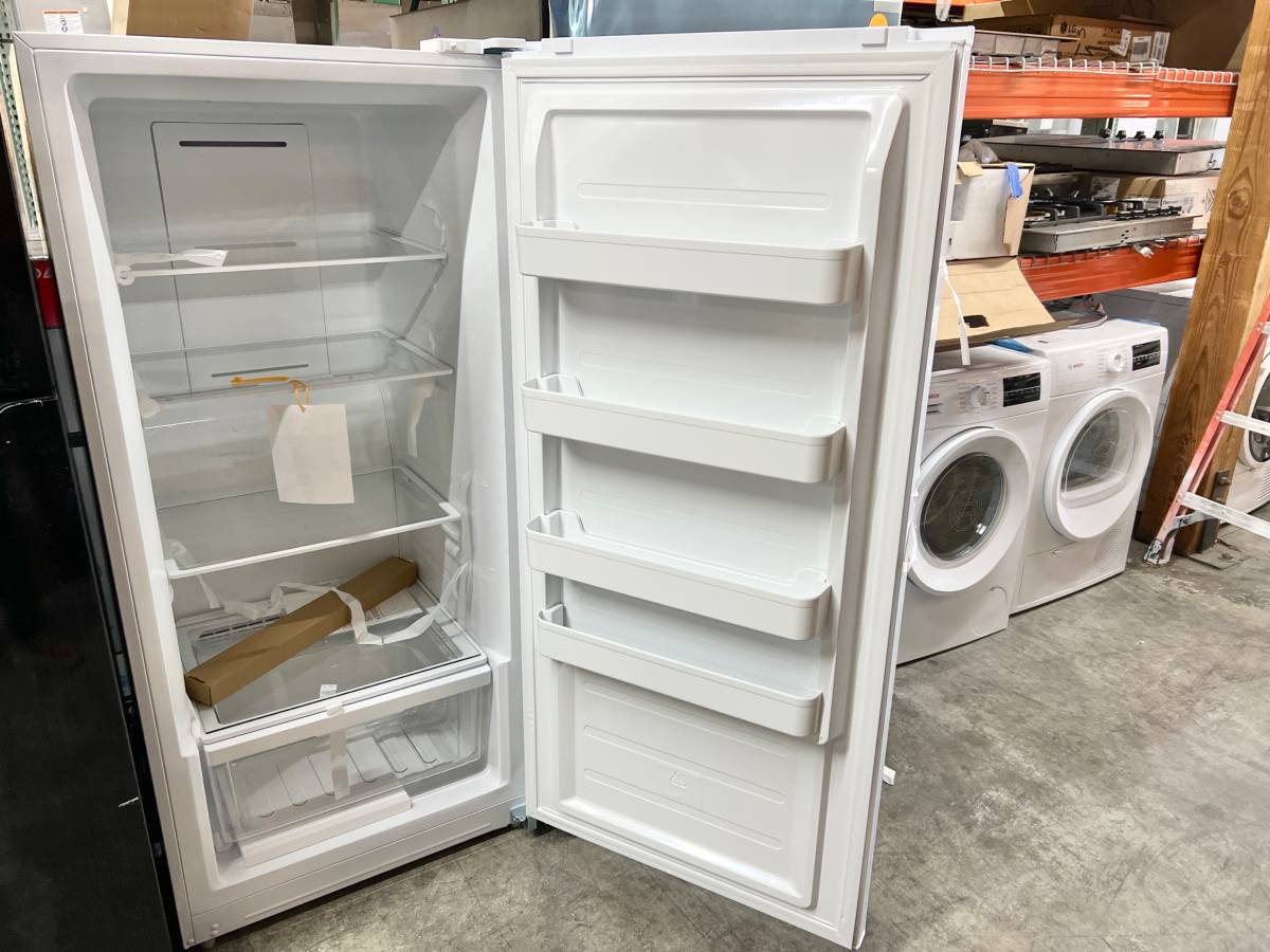 28 INCH Insignia 13.8 Cu. Ft. NSUZ14WH0 Upright Freezer * New Open Box * Convertible to Refrigerator , Interior Light , Energy Star , White ,  0 F to 110F