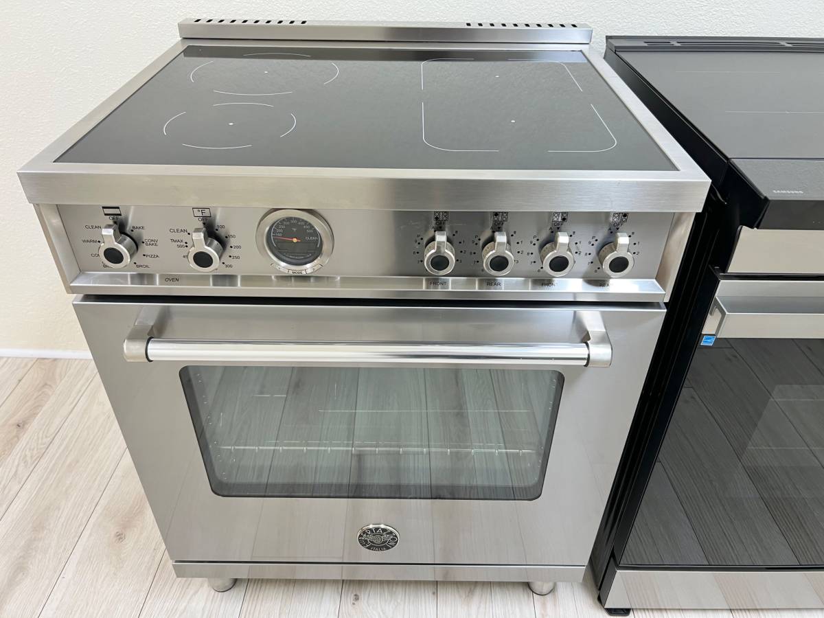 30 INCH Bertazzoni Professional PROF304INSXT Electric INDUCTION Range 4 Heating Zones, 4.6 cu. ft. , Pyrolytic Self Clean, Electric Broiler, Dual Convection Fans, Smooth-Glide Telescopic Rack, Soft-Close Door, Food Probe Stainless Steel