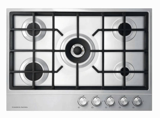 30 INCH Fisher & Paykel Series 7 Contemporary Series  CG305DNGX1N Gas Cooktop with Power Burner, Wok Burner, Simmer Burner, 5 Sealed Burners, Cast Iron Trivets Electronic Ignition Natural Gas , New Open Box