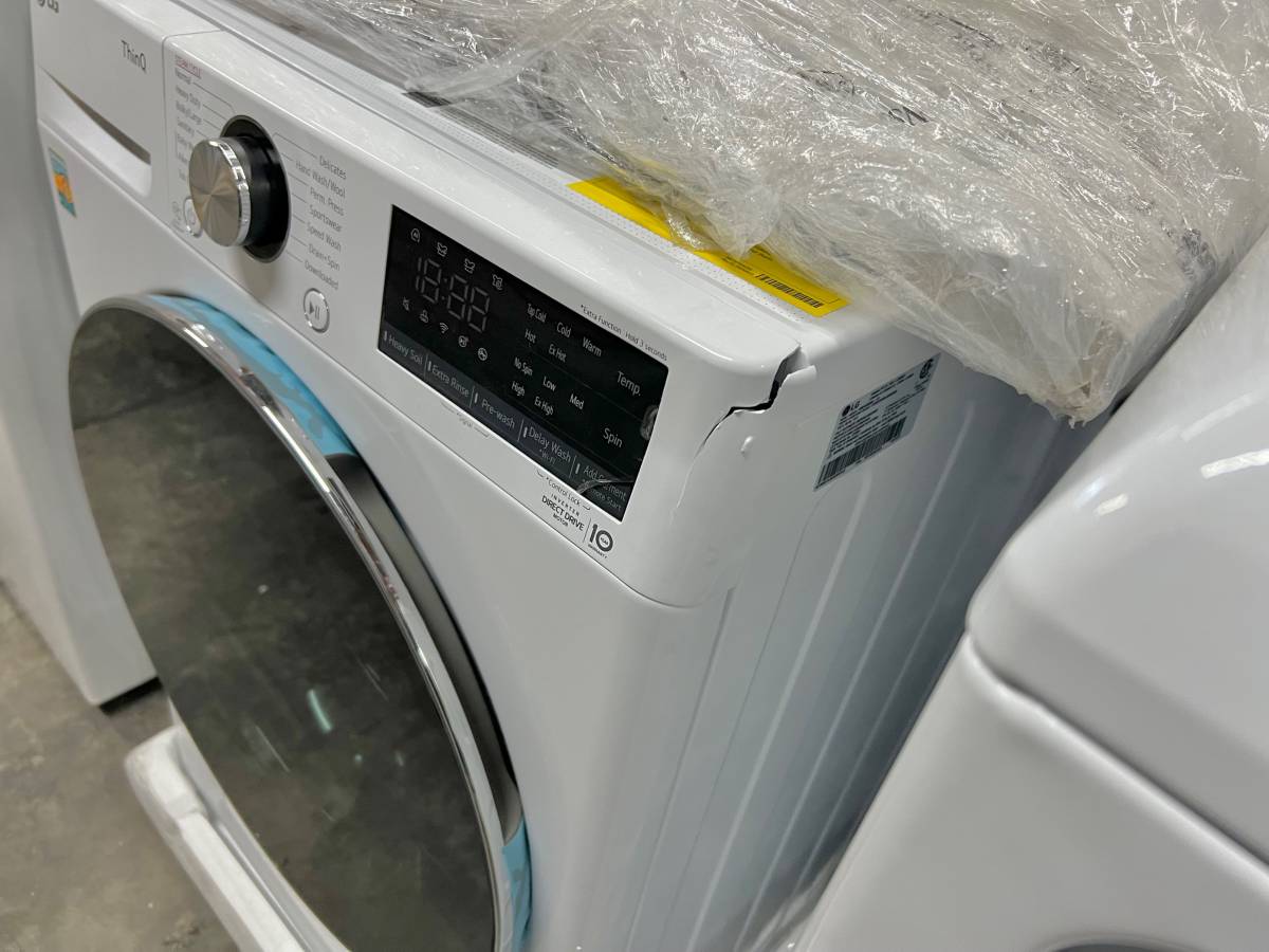 24 INCH LG WM1455HWA Smart Compact Front Load Washer 2.4 Cu. Ft * New Open Box  AI Fabric Sensor, Smart Pairing, ThinQ Technology, Tempered Glass Door,  Sanitary, Tub Clean, Speed Wash ENERGY STAR
