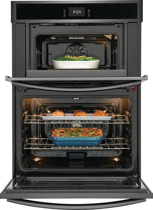 30 Inch Frigidaire GCWM3067AD Combination Electric Wall Oven Air Fry, 7.0 Cu. Ft. , Convection Oven, Steam and Self Clean, Slow Cook, Steam Bake, Microwave Oven Combo, Black Stainless Steel * New Open Box *