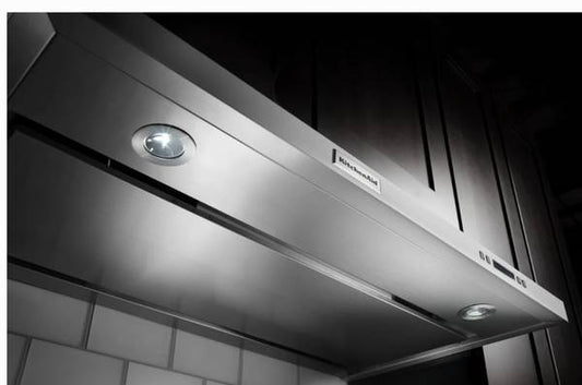 36 INCH KitchenAid KVUB606DSS Under Cabinet Hood 600 CFM with Blower Included , * New Open Box 4-Speed Electronic LED Display Touch Control, LED Task Lights  Dishwasher Safe Grease Filters, Stainless Steel.