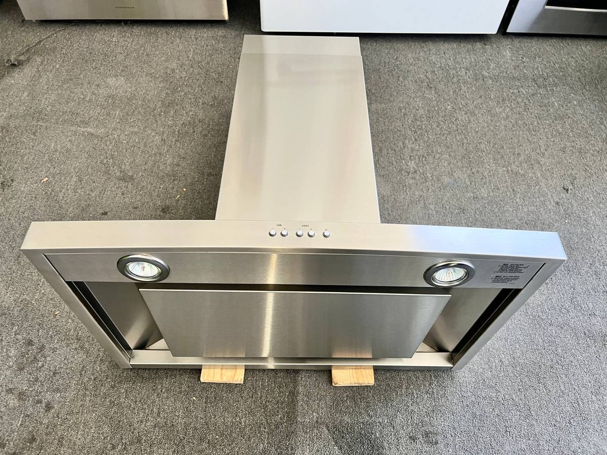 30 INCH GE Monogram ZVW8301SWSS Wall Mount Chimney Range Hood 4-Speed 400 CFM Blower, Halogen, Recirculating-Ready Design Dishwasher-Safe Filters * New Open Box * Stainless Steel