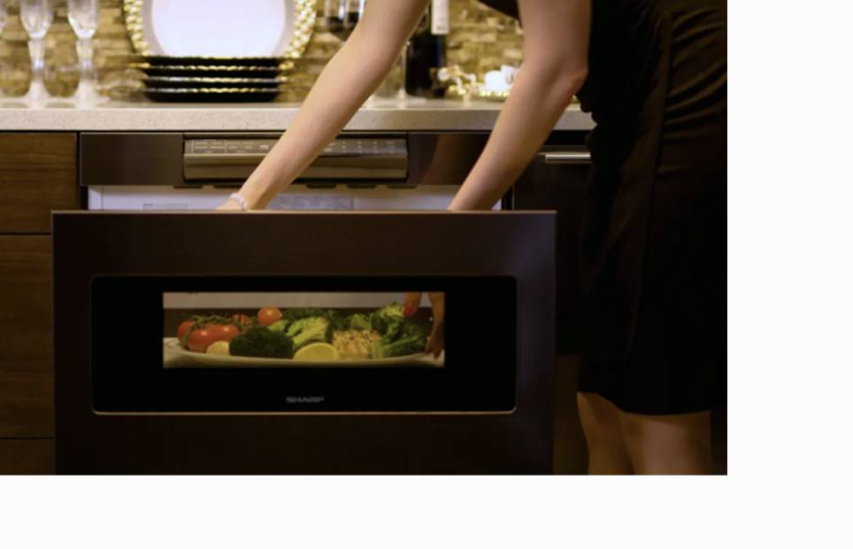 24 INCH Sharp SMD2470AH Microwave Drawer Hidden Control Panel , 1000 Watts , 1.2 Cu Ft , Reheat , Keep Warm, Black Stainless Steel , Built In * New Open Box *