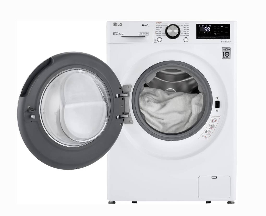 24 INCH LG WM1455HWA Smart Compact Front Load Washer 2.4 Cu. Ft * New Open Box  AI Fabric Sensor, Smart Pairing, ThinQ Technology, Tempered Glass Door,  Sanitary, Tub Clean, Speed Wash ENERGY STAR