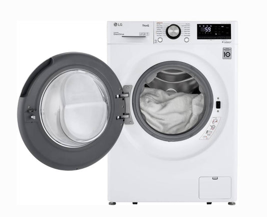 24 INCH LG WM1455HWA Smart Compact Front Load Washer 2.4 Cu. Ft * New Open Box  AI Fabric Sensor, Smart Pairing, ThinQ Technology, Tempered Glass Door,  Sanitary, Tub Clean, Speed Wash ENERGY STAR