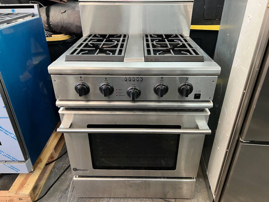 30 INCH GE Monogram Dual Fuel Gas Range Convection Oven Stainless Steel , Used Condition