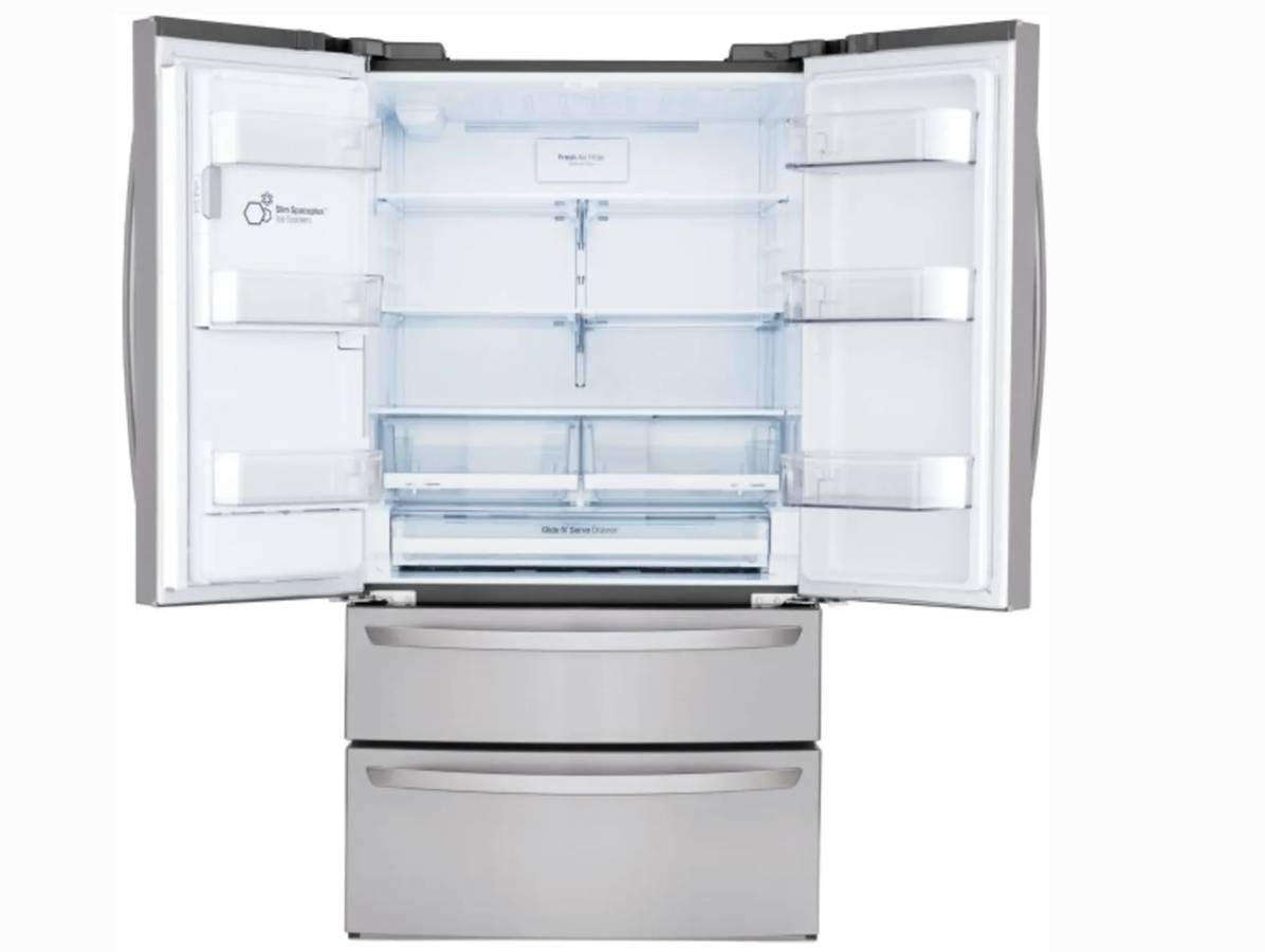 36 INCH LG LMXS28626S 4-Door French Door Refrigerator * New Open Box  27.8 cu. ft.,  PrintProof Finish, Smart Cooling System,  Slim Space Plus Ice System, ENERGY STAR  Stainless Steel