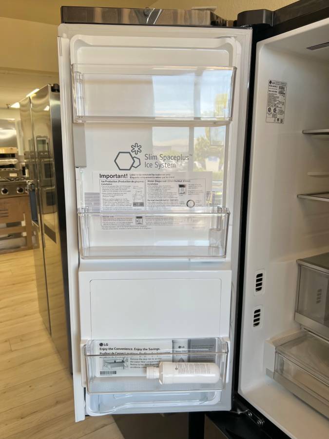 36 INCH LG LRYXC2606D Counter Depth MAX Freestanding French Door Smart Refrigerator , 26 Cu Ft , Cool Guard , Wi-Fi , Built In Ice Maker , UV Nano Dispenser Energy Star ADA Print Proof Black Stainless Steel