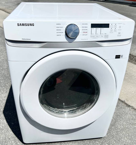 27 INCH Samsung DVG45T6000W Gas Dryer 7.5 cu. ft. White Wrinkle Care * Used Condition *  Reversible Door , Vented , 10 Cycles , Sensor Dry , Smart Care, Remote Diagnosis , Front Controls ,