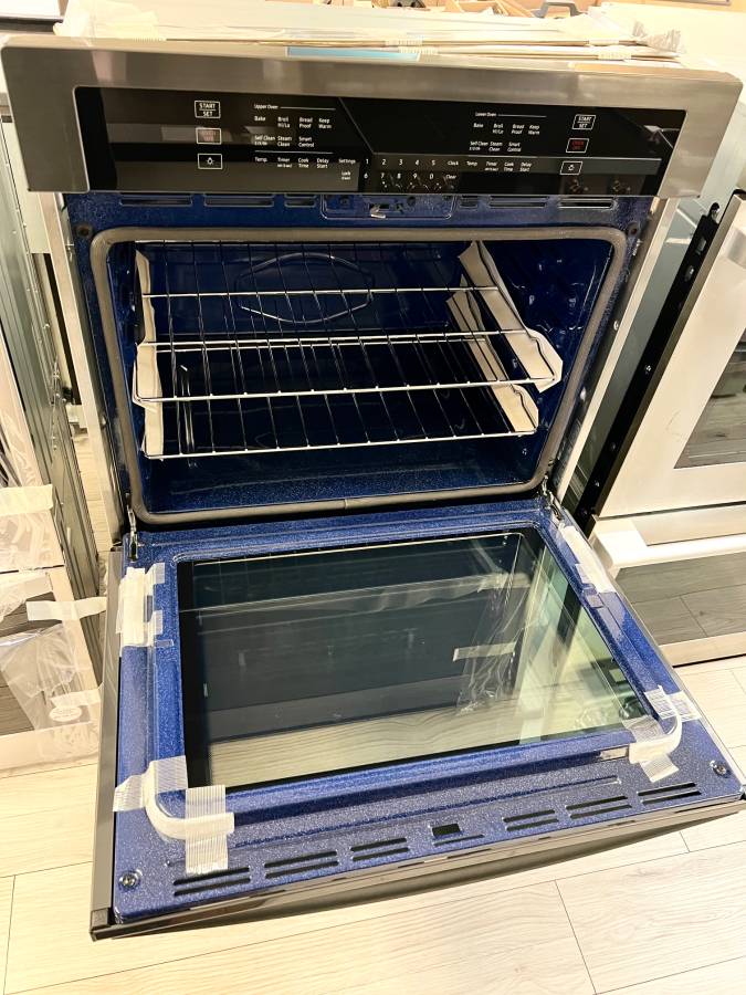 30 INCH Samsung NV51T5511DG Double Wall Oven Black Stainless Steel 10.2 Cu Ft , Wi-Fi , Steam , Self Clean , Broiler , Proofing , Warming Mode, Child Lock , Sabbath Mode, Fingerprint Resistant Black * New Open Box *