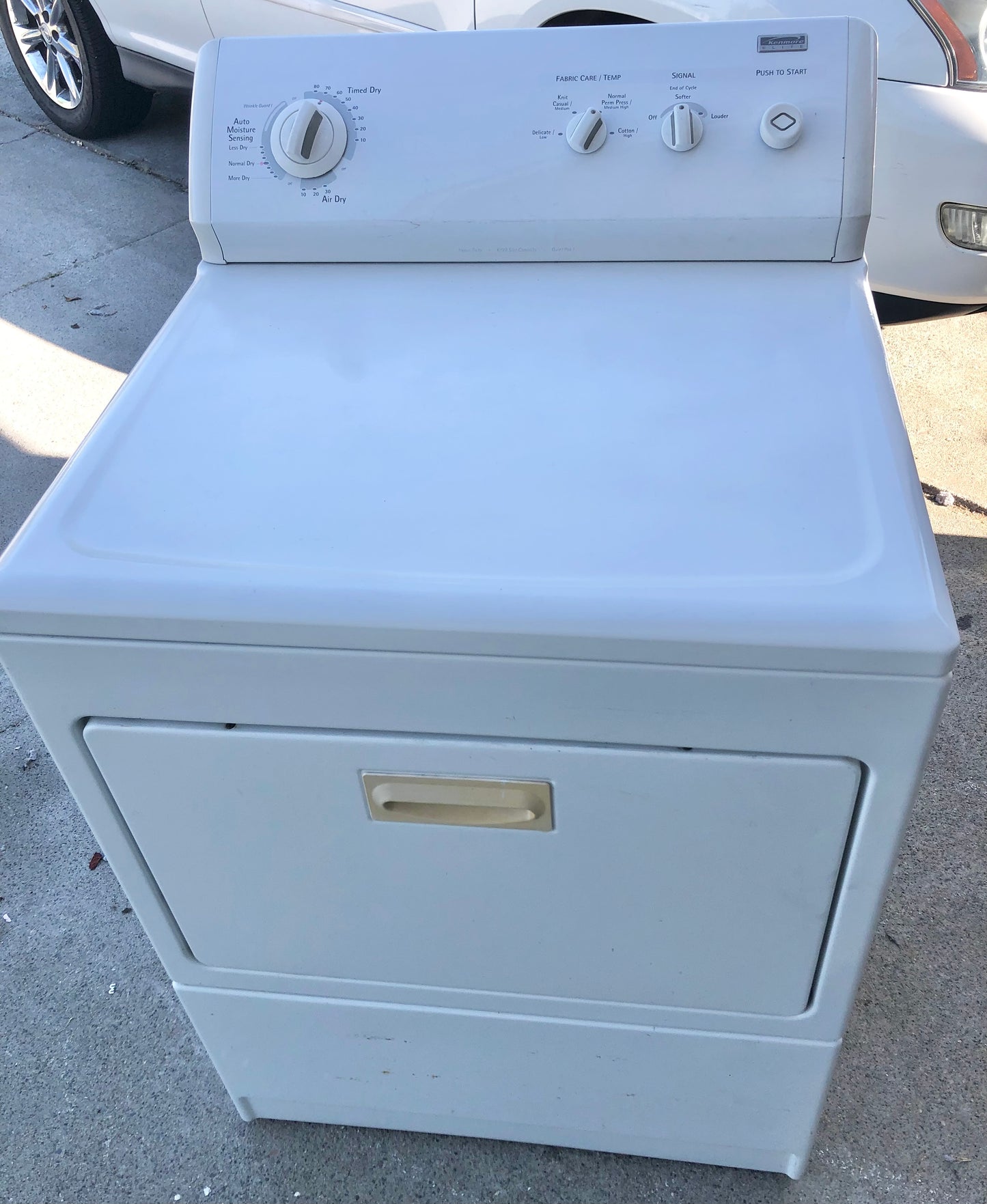 27 INCH Kenmore 220V Front Load Electric Dryer , White , Used Condition