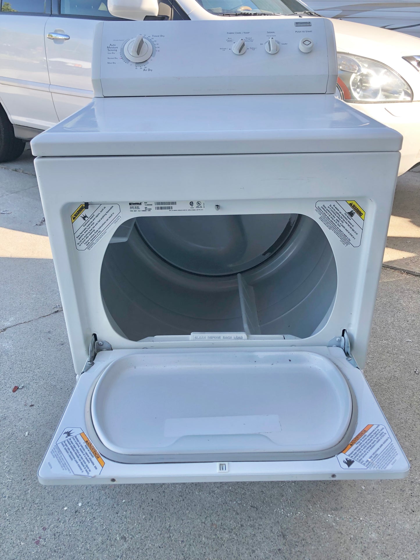 27 INCH Kenmore 220V Front Load Electric Dryer , White , Used Condition
