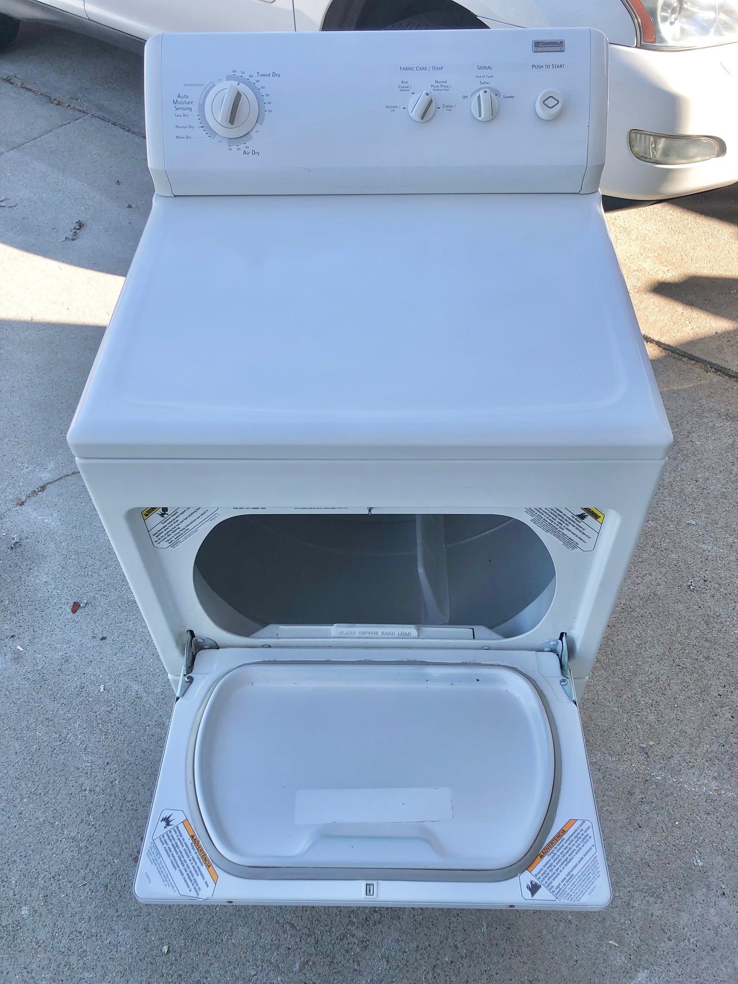 27 INCH Kenmore 220V Front Load Electric Dryer , White , Used Condition