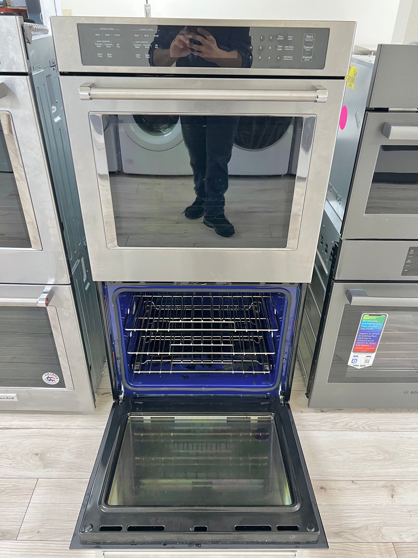 27 INCH KitchenAid KOED527PSS Double Electric Wall Oven 8.6 Cu. Ft. Total Oven Capacity, Air Fry, Even-Heat True Convection, Preheat, Integrated Meat Thermometer, Self-Close Doors, Self-Cleaning, Sabbath Star-K Stainless Steel * New Open Box *