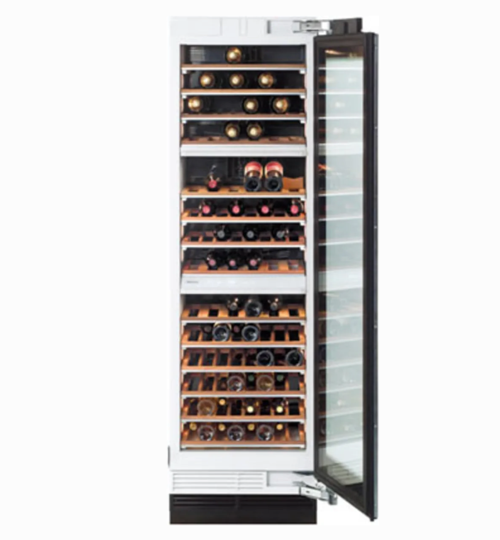 24 INCH Miele Master Cool Series KWT1603SF Built-in Wine System 102-Bottle Capacity, 14 Acacia Wood Shelves, 3 Independent Temperature Zones, UV-Filtering Glass Door Clear Vision Display Stainless Steel, Right Hinge Door Swing * New Open Box