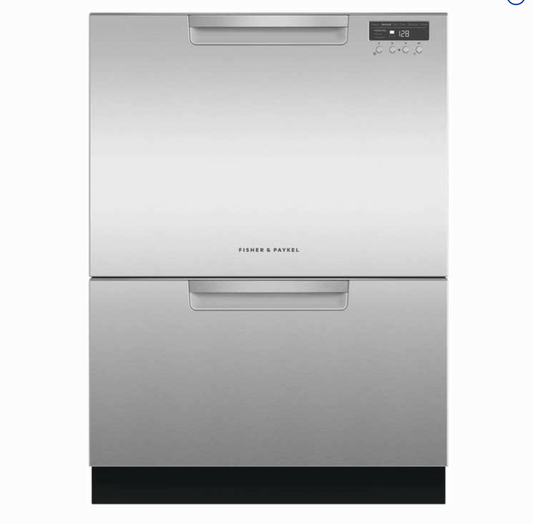 24 INCH Fisher & Paykel DishDrawer Series  DD24DCTX9N  Full Console Double DishDrawer with 14 Place Setting Capacity, 15 Wash Cycles, Sanitize, Cutlery Basket, Child Lock, 44 dBA Energy Star  Stainless Steel