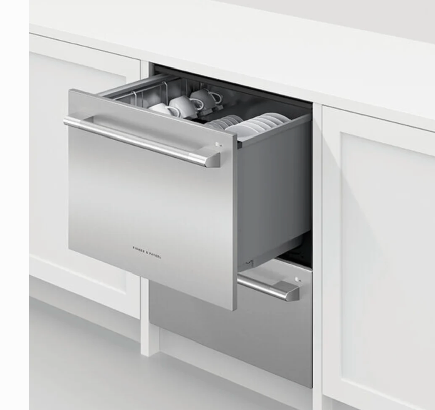24 INCH Fisher and Paykel Professional Series DD24DTX6PX1 Built-In Smart Double DishDrawer Dishwasher ,44dBA, Tall Top Drawer, Stainless Interior Drawer, Knock to Pause, Sanitize, Energy Star , Stainless Steel * New Open Box