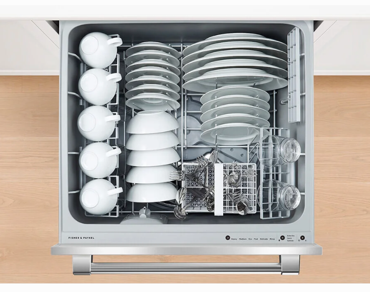 24 INCH Fisher and Paykel Professional Series DD24DTX6PX1 Built-In Smart Double DishDrawer Dishwasher ,44dBA, Tall Top Drawer, Stainless Interior Drawer, Knock to Pause, Sanitize, Energy Star , Stainless Steel * New Open Box
