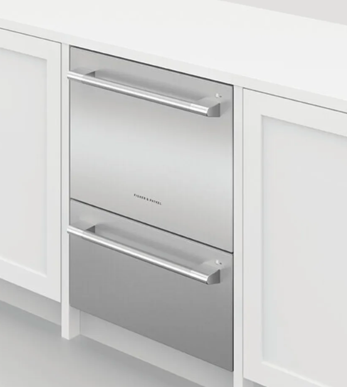 24 INCH Fisher and Paykel Professional Series DD24DTX6PX1 Built-In Smart Double DishDrawer Dishwasher ,44dBA, Tall Top Drawer, Stainless Interior Drawer, Knock to Pause, Sanitize, Energy Star , Stainless Steel * New Open Box