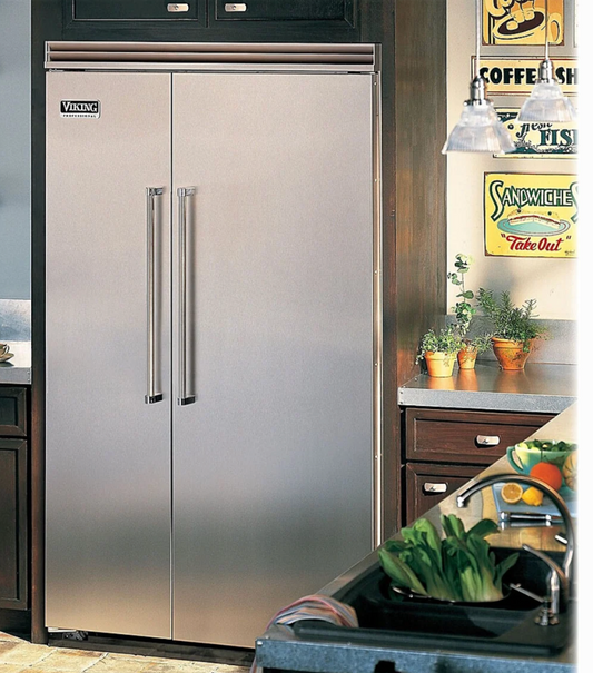 48 INCH Viking 5 Series VCSB5483SS Built-In Side by Side Refrigerator Counter Depth 29 Cu Ft ! LED Lightning , Ice Maker , Sabbath Mode , Energy Star Stainless Steel