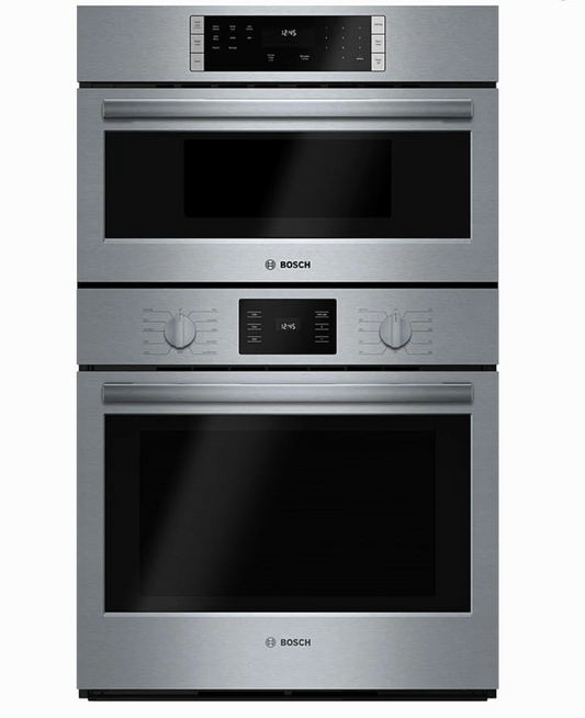 30 INCH Bosch 500 Series  HBL57M52UC Double Combination Electric Wall Oven with 6.2 cu. ft. Total Capacity, True Convection, Sensor Cooking, Self-Clean, Popcorn Setting, Glass Turntable , New Open Box