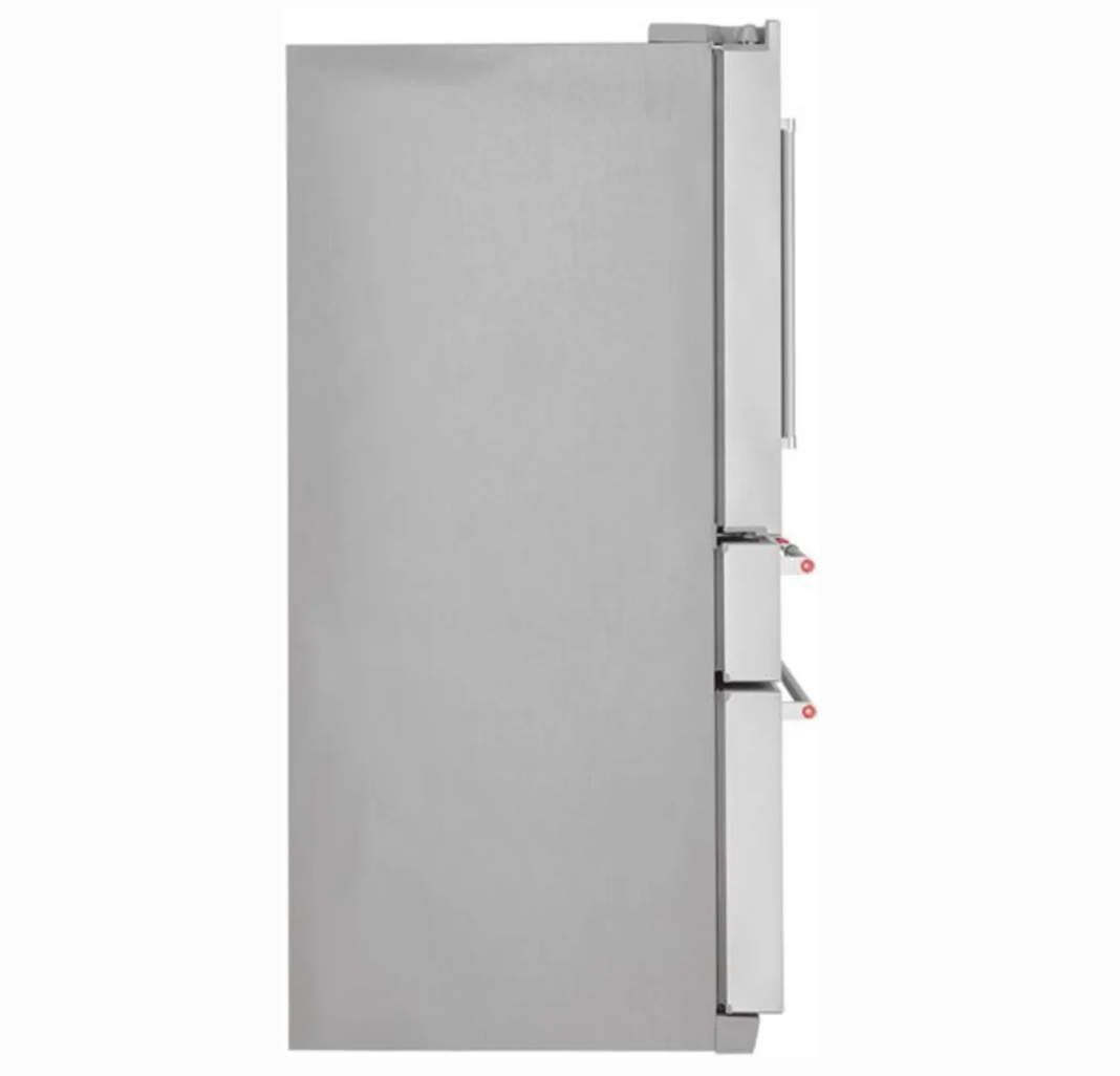 36 INCH KitchenAid KRMF706ESS 5-Door French Door Refrigerator * New Open Box *Freestanding 5-Door French Door Refrigerator 25.8 cu. ft., 5 Shelves, 2 Soft-Close Drawers, Exterior Ice and Water Dispenser, LED Lighting Sabbath Stainless Steel