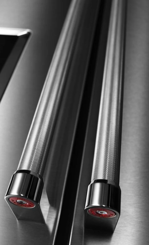 36 INCH KitchenAid KRMF706ESS 5-Door French Door Refrigerator * New Open Box *Freestanding 5-Door French Door Refrigerator 25.8 cu. ft., 5 Shelves, 2 Soft-Close Drawers, Exterior Ice and Water Dispenser, LED Lighting Sabbath Stainless Steel