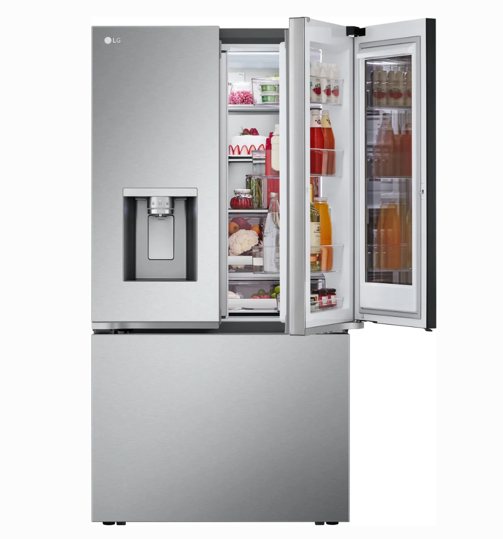 36 INCH LG LRYKC2606S Counter-Depth MAX French Door Refrigerator  Smart  26 Cu. Ft., 4 Split Shelves, UV nano Dispenser, 3 Ice Maker,  ADA , Print Proof Stainless Steel .