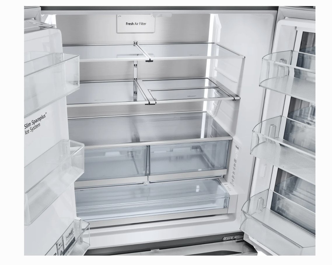 36 INCH LG LRYKC2606S Counter-Depth MAX French Door Refrigerator  Smart  26 Cu. Ft., 4 Split Shelves, UV nano Dispenser, 3 Ice Maker,  ADA , Print Proof Stainless Steel .