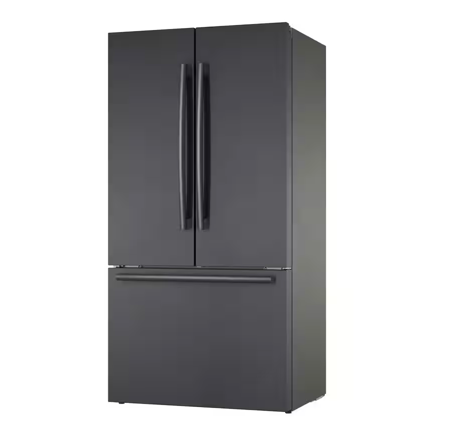 36 INCH Bosch 800 Series B36CT80SNB Smart Counter Depth French Door Refrigerator 21 Cu. Ft., Wi-Fi, Ice Maker, Touch Control Panel, LED, Dual Evaporators, ENERGY STAR Black Stainless, Used Condition