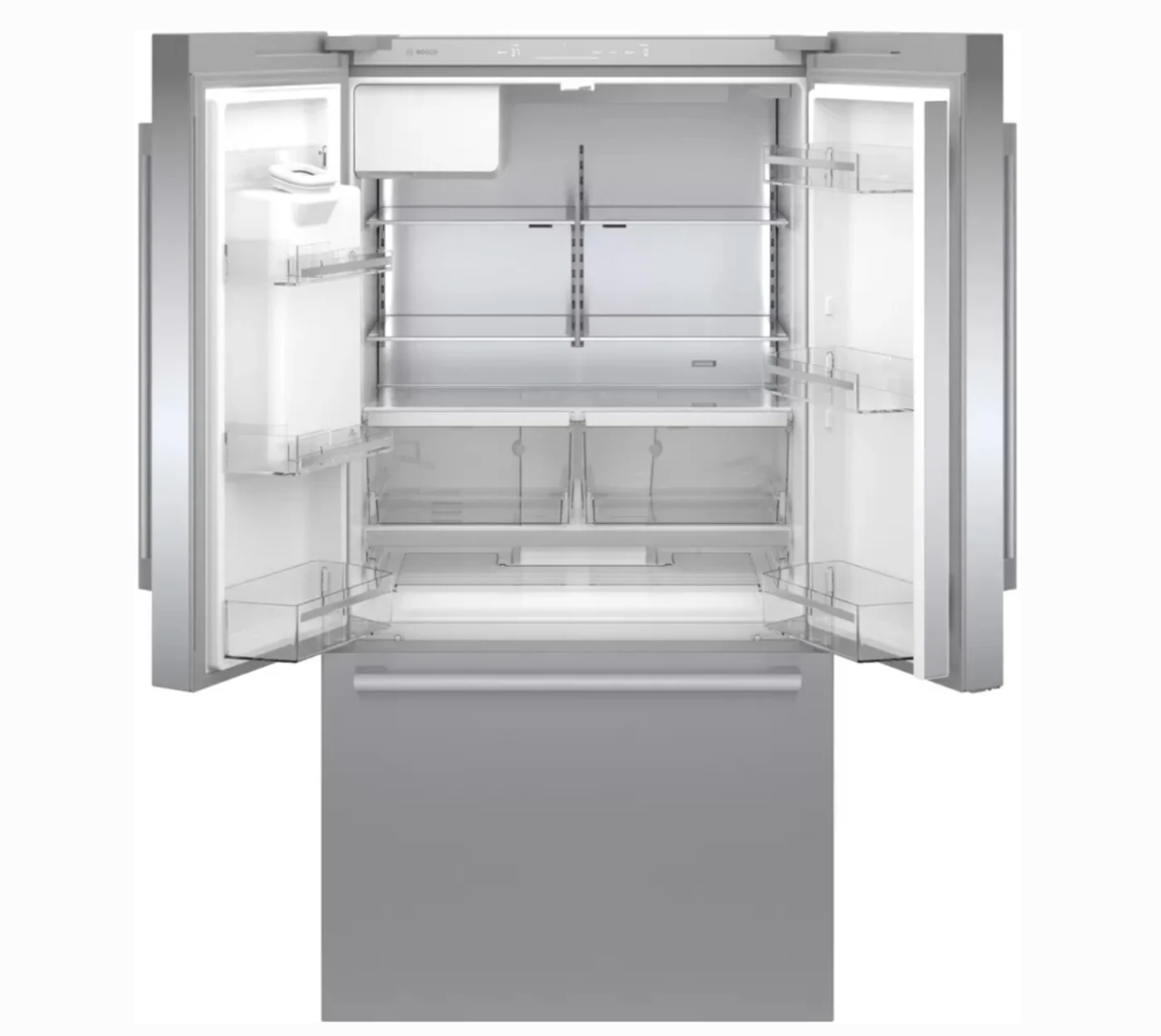 36 INCH Bosch 500 Series B36CD50SNS French Door Refrigerator * New Open Box *. Freestanding French Door Smart Refrigerator 21.6 Cu. Counter Depth, Ice Water, Ice Maker, Ultra Clarity Pro, Air Fresh, Home Connect, ENERGY STAR , Stainless Steel