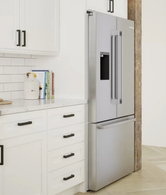 36 INCH Bosch 500 Series B36CD50SNS French Door Refrigerator * New Open Box *. Freestanding French Door Smart Refrigerator 21.6 Cu. Counter Depth, Ice Water, Ice Maker,  Ultra Clarity Pro, Air Fresh, Home Connect, ENERGY STAR , Stainless Steel