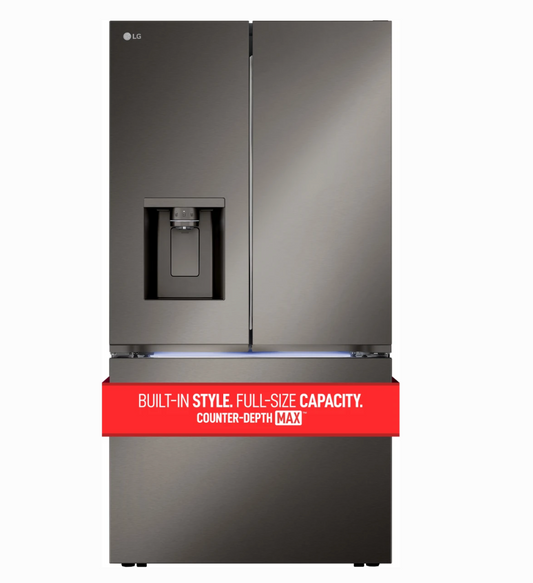 36 INCH LG LRYXC2606D Counter Depth MAX Freestanding French Door Smart Refrigerator , 26 Cu Ft , Cool Guard , Wi-Fi , Built In Ice Maker , UV Nano Dispenser  Energy Star ADA Print Proof Black Stainless Steel