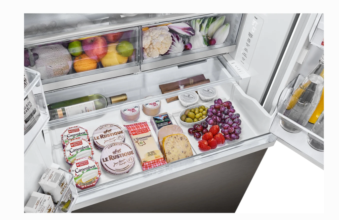 36 INCH LG LRYXC2606D Counter Depth MAX Freestanding French Door Smart Refrigerator , 26 Cu Ft , Cool Guard , Wi-Fi , Built In Ice Maker , UV Nano Dispenser Energy Star ADA Print Proof Black Stainless Steel