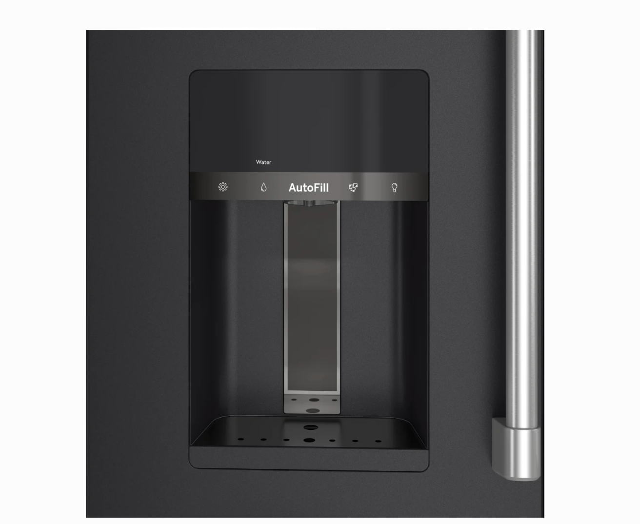 36 INCH GE Cafe CXE22DP3PD1  * New Open Box *. Counter Depth 4-Door French Door Smart Refrigerator  22.3 Cu. Ft. Hands-Free Autofill, Humidity Control System,  Convertible Drawer, BRASS Handles Wi-Fi, ENERGY STAR Matte Black .