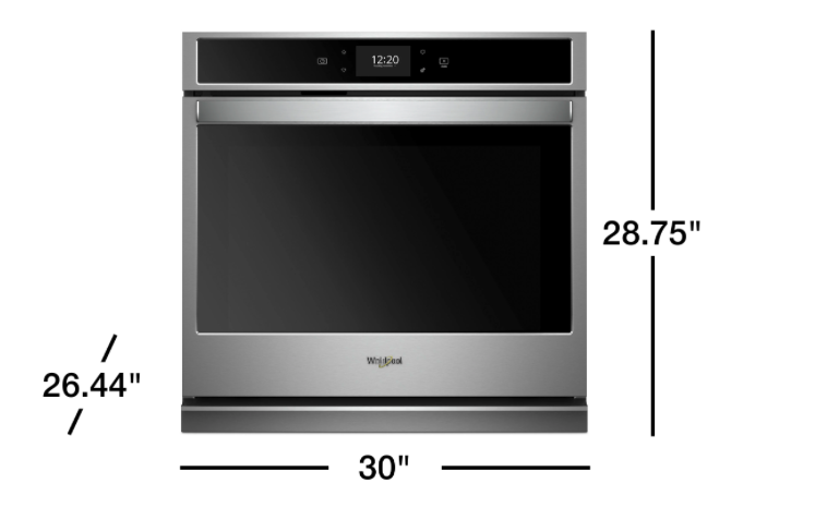30 INCH Whirlpool WOS72EC0HS Smart Single Wall Oven with True Convection Cooking, Touchscreen, Frozen Bake, Convection Conversion, Temperature Sensor, Preheat, Keep Warm, FIT System, Control Lock,
