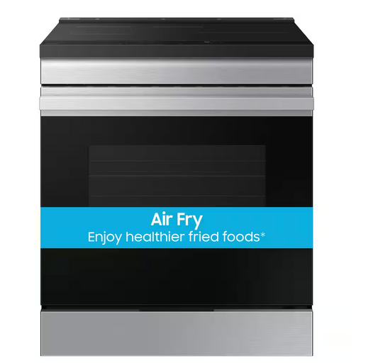 30 INCH Samsung BESPOKE NSI6DG9300SR Slide-In Induction Range 6.3 Cu. Ft. Oven, Air Fry,  Convection, Auto Conversion, Proof,  Storage Drawer, Self  Steam Clean, Sabbath,  ADA , ENERGY STAR  * New Open Box  *