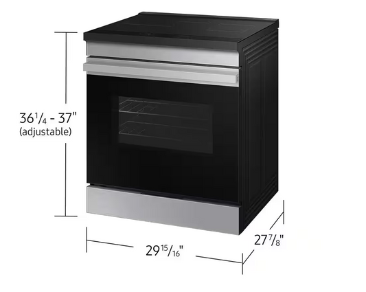 30 INCH Samsung BESPOKE NSI6DG9300SR Slide-In Induction Range 6.3 Cu. Ft. Oven, Air Fry,  Convection, Auto Conversion, Proof,  Storage Drawer, Self  Steam Clean, Sabbath,  ADA , ENERGY STAR  * New Open Box  *