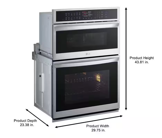 30 INCH LG WCEP6427F Microwave Wall Oven Combo * NEW OPEN BOX * Built In Smart Combination Wall Oven ,  6.4 Cu Ft , True Convection , AIR FRY , Thin Q ,  Backlift Touch Glass Controls , Infrared Heating ,  Speed Oven , Stainless Steel .